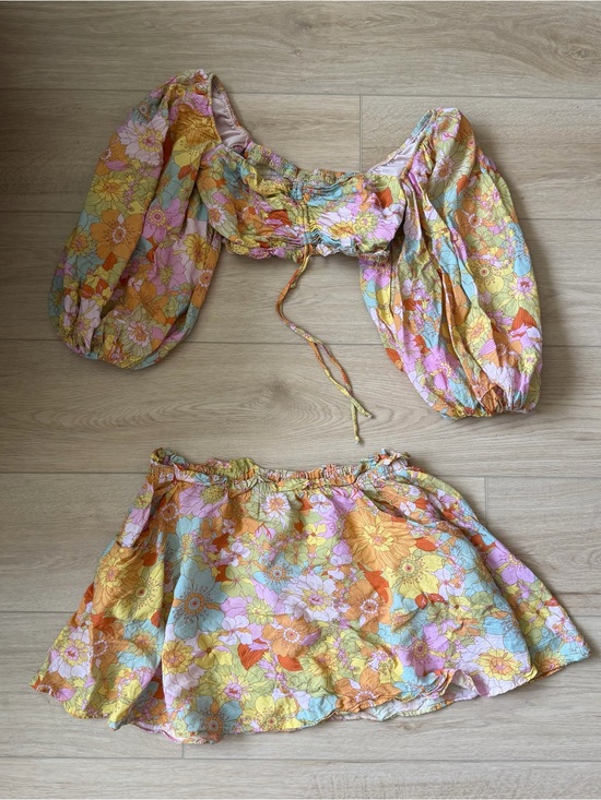Show Me Your MuMu Dresses & Skirts - Show Me Your Mumu Groovy Blooms Floral Puff Sleeve Two-Piece Set Jenna Top Swing
